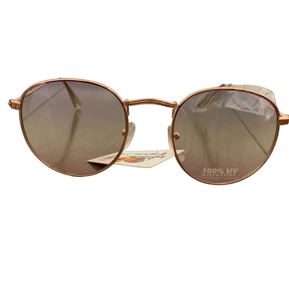 Womens new rose gold frame circle light clear sunglasses uV protection